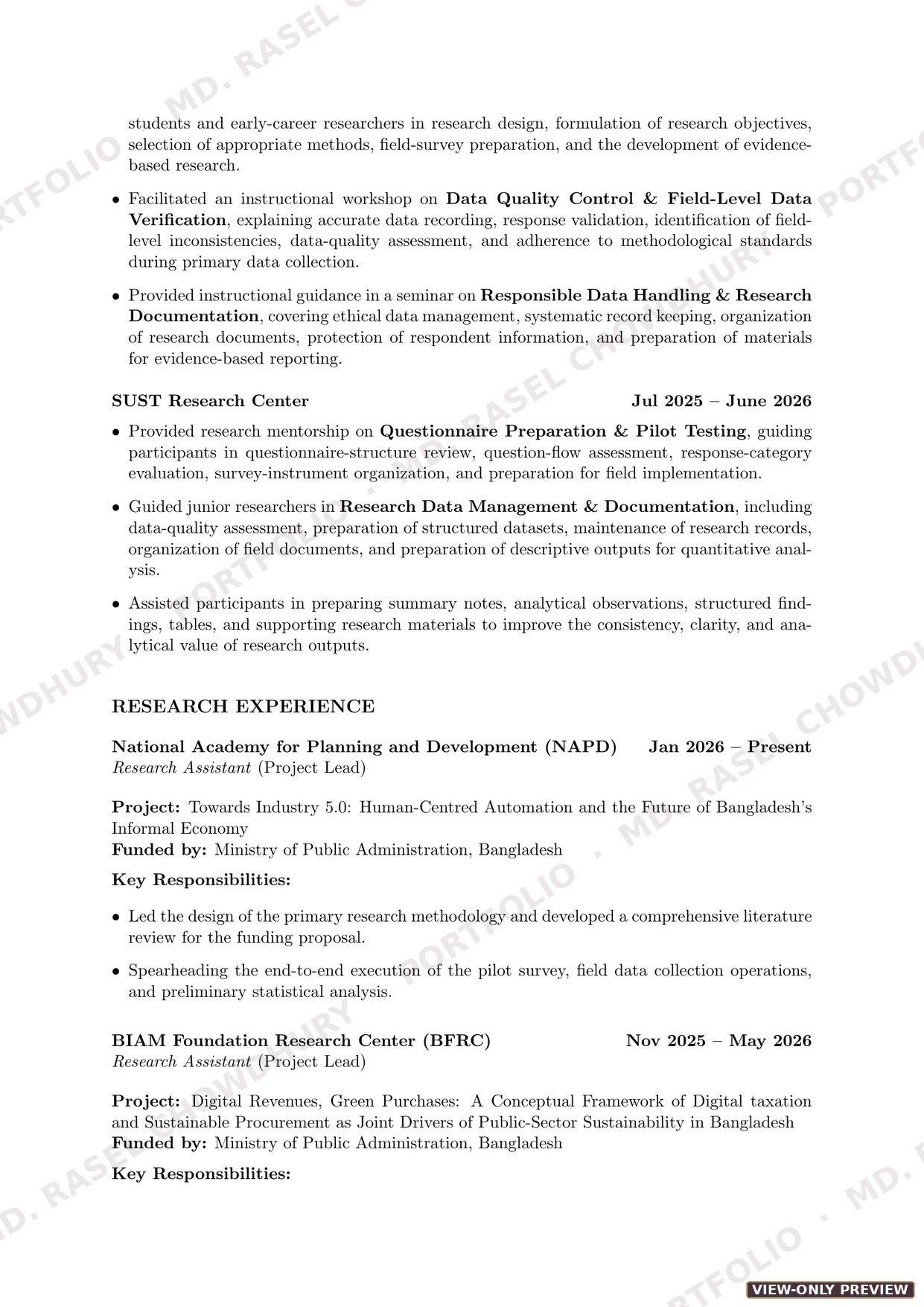 Parallel diagonal-watermarked CV preview, page 2
