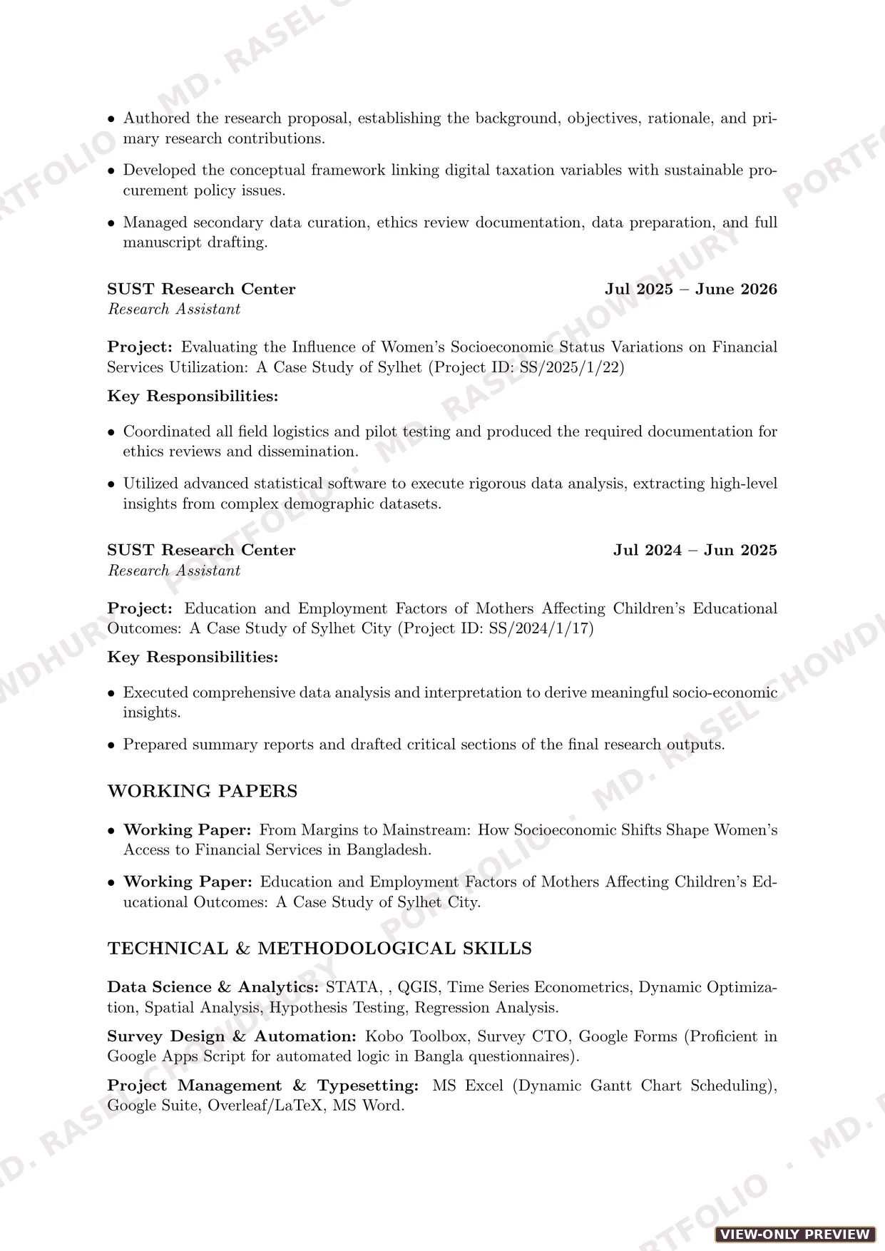 Parallel diagonal-watermarked CV preview, page 3
