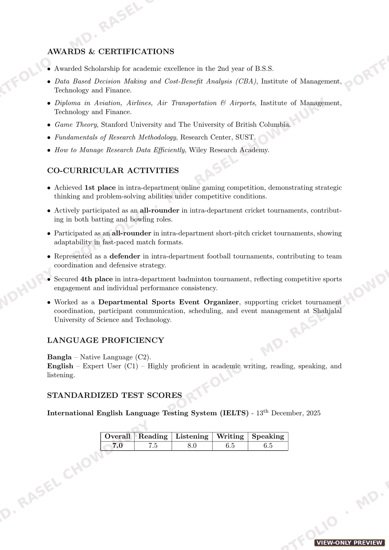 Parallel diagonal-watermarked CV preview, page 4